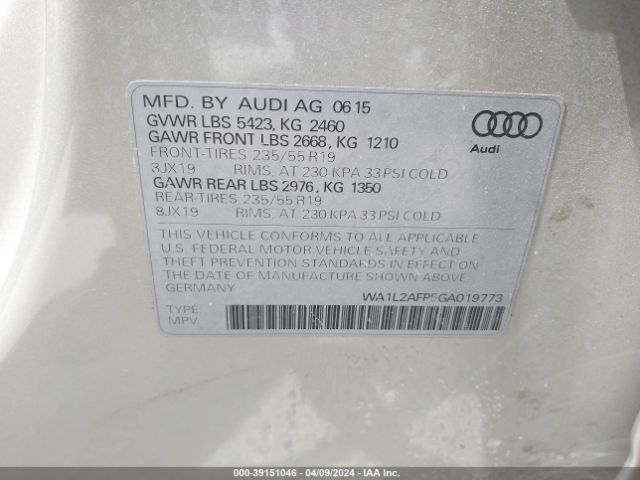 WA1L2AFP5GA019773 Audi Q5 2.0t Premium