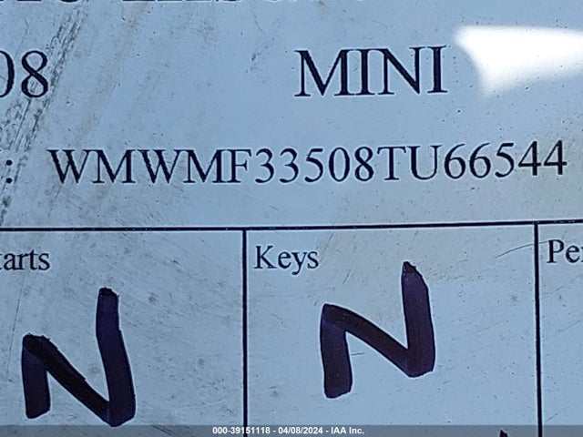 2008 MINI COOPER WMWMF33508TU66544 Photo 8