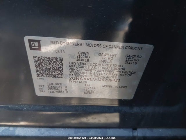 Chevrolet Equinox Premier 2018 2GNAXVEV4J6299431 Image 9