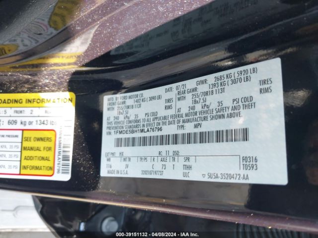 1FMDE5BH1MLA76796 Ford Bronco Outer Banks