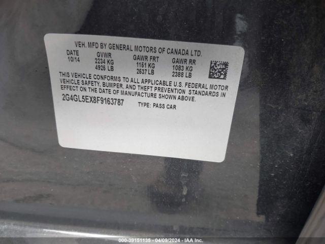 2G4GL5EX8F9163787 Buick Regal Turbo