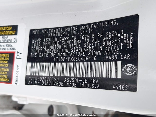 Toyota CAMRY SE 2014 4T1BF1FK8EU406416 Image 9