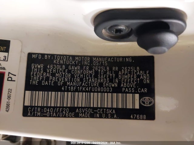 Toyota CAMRY SE 2015 4T1BF1FK4FU080003 Image 9