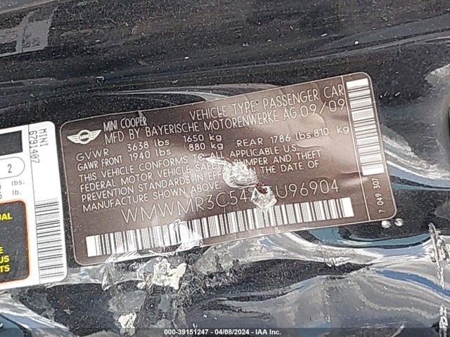 2010 MINI COOPER WMWMR3C54ATU96904 Photo 8