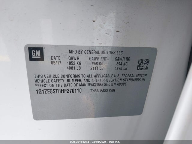 Chevrolet MALIBU 1LT 2017 1G1ZE5ST8HF270110 Image 9