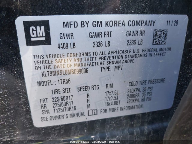 Chevrolet Trailblazer Awd Ls 2021 KL79MNSL0MB099006 Image 9