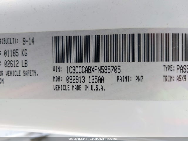 1C3CCCABXFN595705 Chrysler 200 Limited