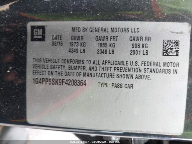 1G4PP5SK9F4208364 Buick Verano