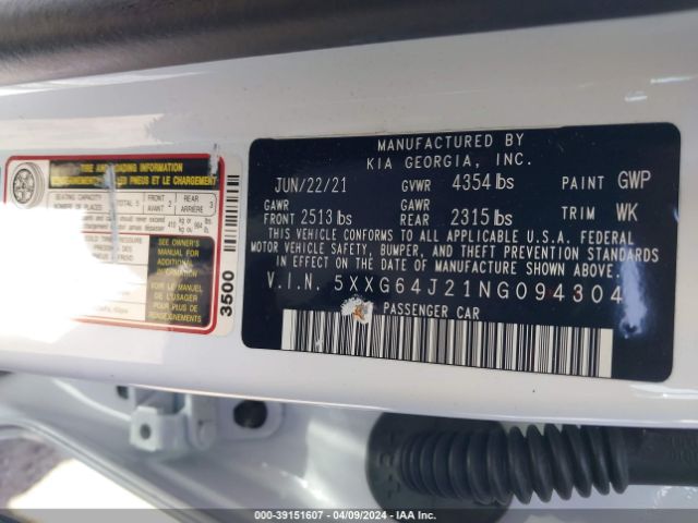 5XXG64J21NG094304 KIA K5 Gt-line