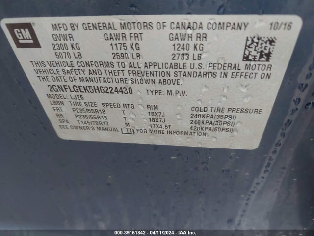 Chevrolet Equinox Premier 2017 2GNFLGEK5H6224430 Image 9