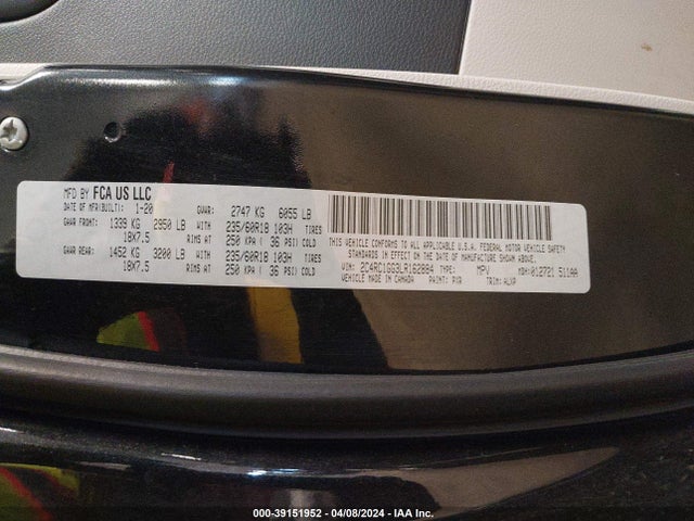 Chrysler Pacifica Limited 2020 2C4RC1GG3LR162884 Image 9