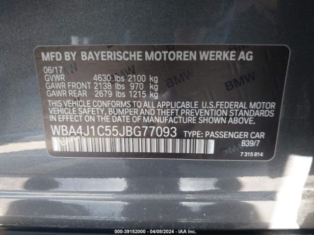 WBA4J1C55JBG77093 BMW 430i Gran Coupe