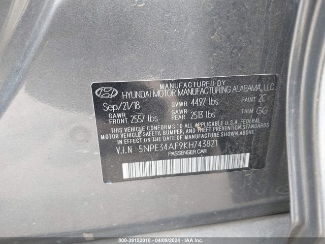 Hyundai Sonata Limited 2019 5NPE34AF9KH743821 Image 9