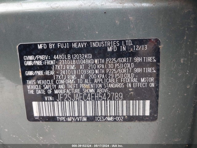Subaru Forester 2.5i Premium 2014 JF2SJAEC4EH542789 Image 9