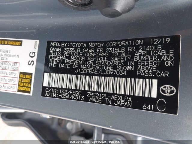 Toyota COROLLA LE 2020 JTDEPRAE7LJ097034 Image 9