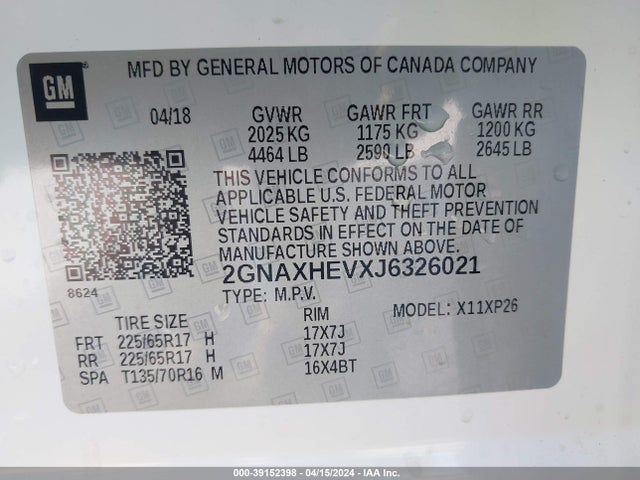 Chevrolet EQUINOX LS 2018 2GNAXHEVXJ6326021 Image 9