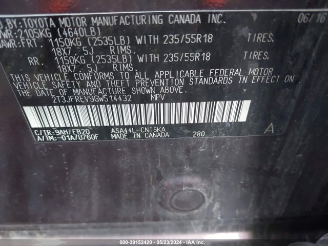 Toyota RAV4 SE 2016 2T3JFREV9GW514432 Image 9