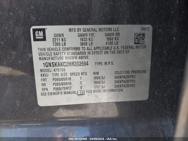 Chevrolet Tahoe Ls 2017 1GNSKAKC2HR302694 Image 9