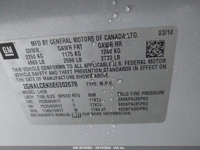 Chevrolet Equinox 2lt 2014 2GNALCEK6E6302678 Image 9