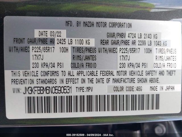 JM3KFBBM6N0590531 Mazda Cx-5 2.5 S Select
