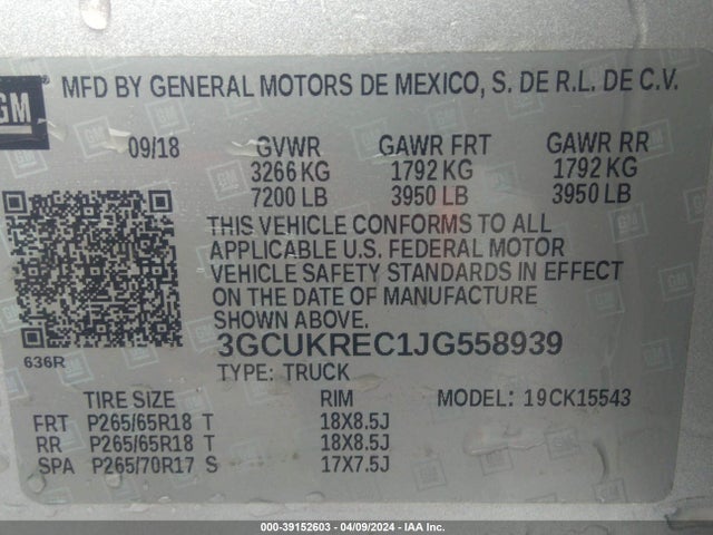 Chevrolet Silverado 1500 2lt 2018 3GCUKREC1JG558939 Image 9