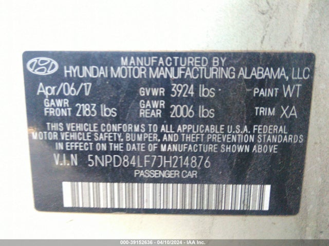 Hyundai ELANTRA SEL 2018 5NPD84LF7JH214876 Image 9