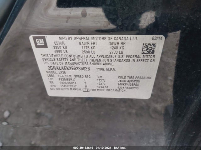 Chevrolet EQUINOX LS 2014 2GNALAEK2E6285026 Image 9