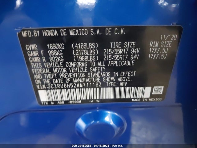 Honda Hr-v Awd Ex 2021 3CZRU6H52MM711193 Image 9