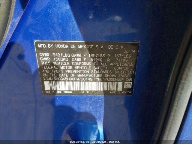 3HGGK5H86FM720149 Honda Fit Ex/ex-l