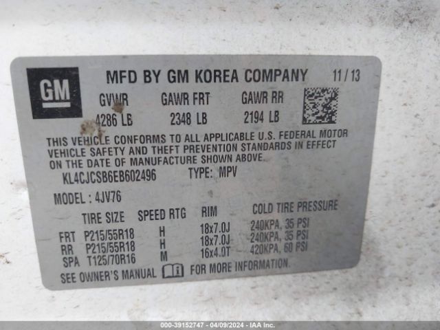 KL4CJCSB6EB602496 Buick Encore Leather