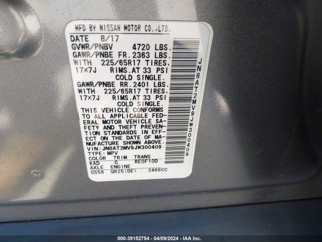 Nissan ROGUE SV 2018 JN8AT2MV9JW300409 Image 9