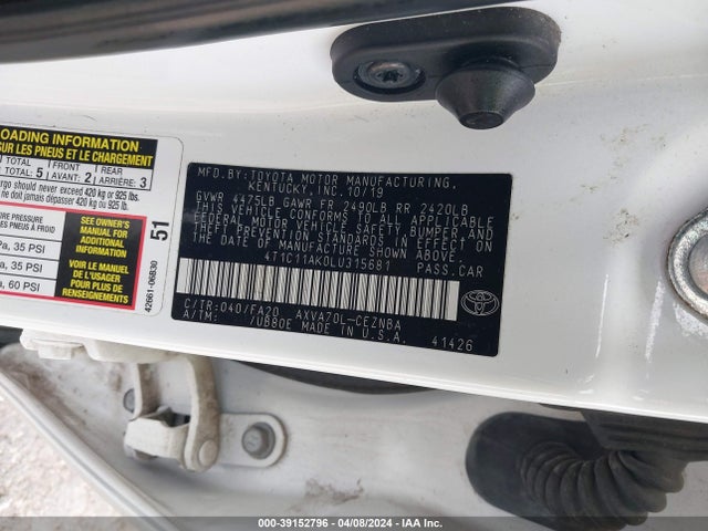 Toyota CAMRY LE 2020 4T1C11AK0LU315681 Image 9