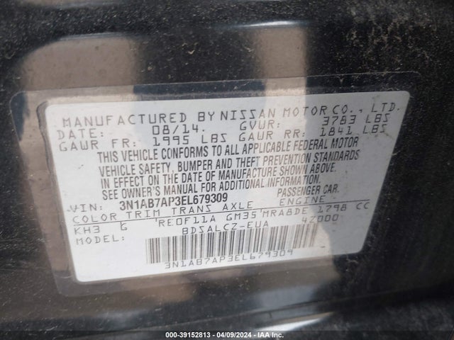 Nissan SENTRA S 2014 3N1AB7AP3EL679309 Image 9