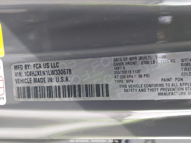 2020 JEEP WRANGLER UNLIMITED 1C4HJXEN1LW330678 Photo 8