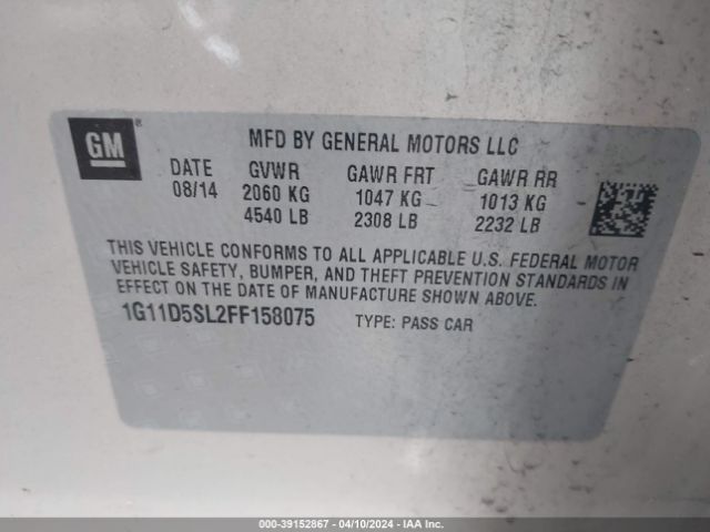 1G11D5SL2FF158075 Chevrolet MALIBU 2LT