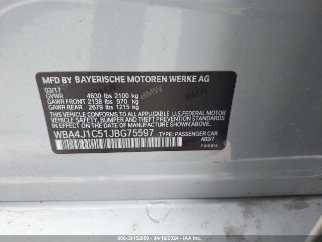 WBA4J1C51JBG75597 BMW 430i Gran Coupe