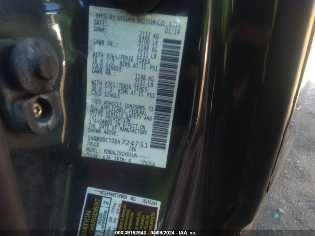 Nissan Frontier Sv-i4 2014 1N6BD0CT0EN724751 Image 9