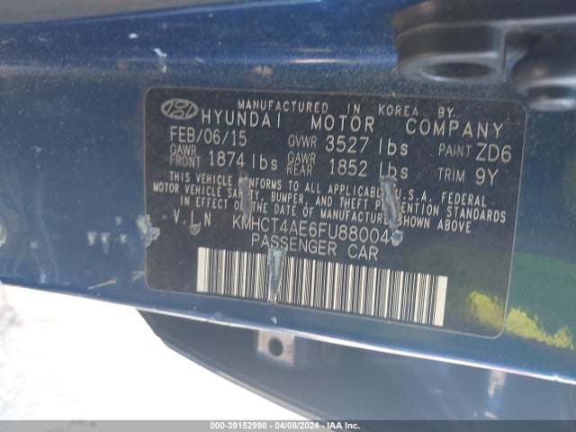 Hyundai ACCENT GLS 2015 KMHCT4AE6FU880043 Image 9