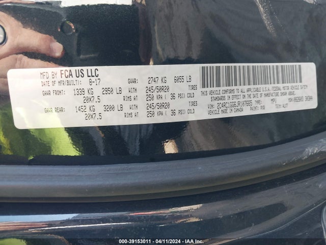 Aukcja sprzedaży 2018 Chrysler Pacifica Limited, vin: 2C4RC1GG6JR107665, numer aukcji: 39153011