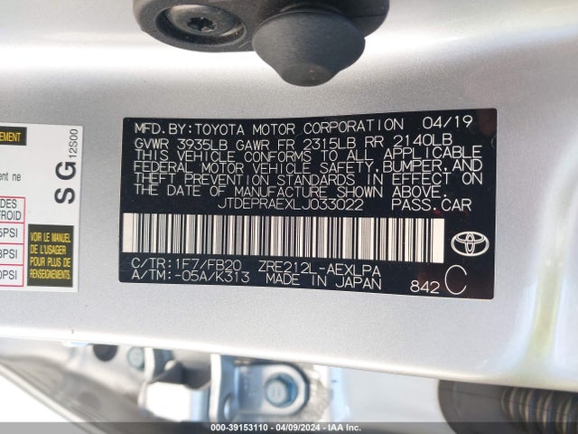Toyota COROLLA LE 2020 JTDEPRAEXLJ033022 Image 9