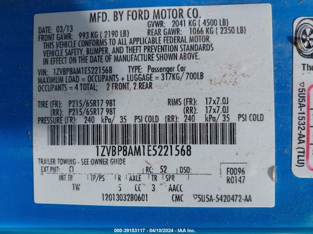 Ford Mustang V6 2014 1ZVBP8AM1E5221568 Image 9