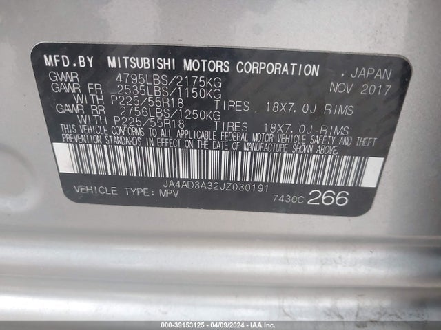 Mitsubishi Outlander Le 2018 JA4AD3A32JZ030191 Image 9