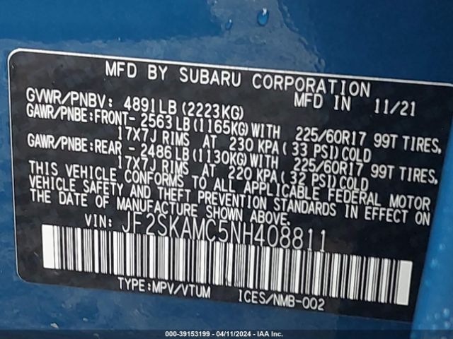 JF2SKAMC5NH408811 Subaru Forester Wilderness
