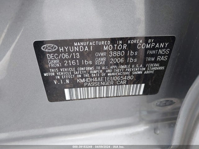 Hyundai Elantra Limited 2014 KMHDH4AE1EU065480 Image 9