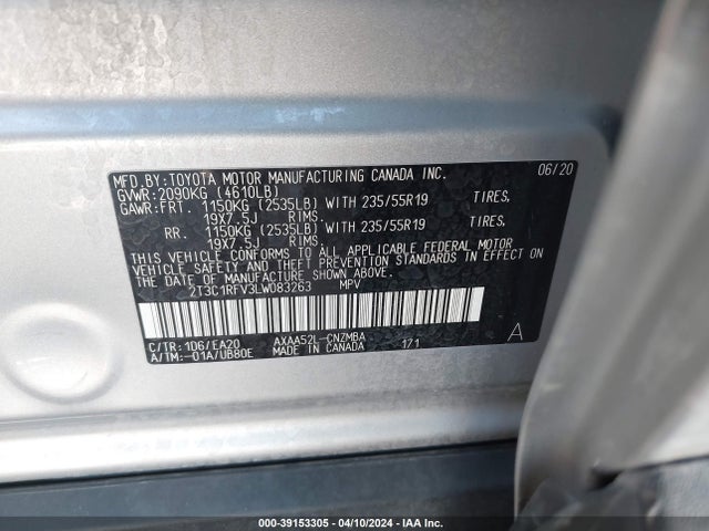 Toyota Rav4 Xle Premium 2020 2T3C1RFV3LW083263 Image 9