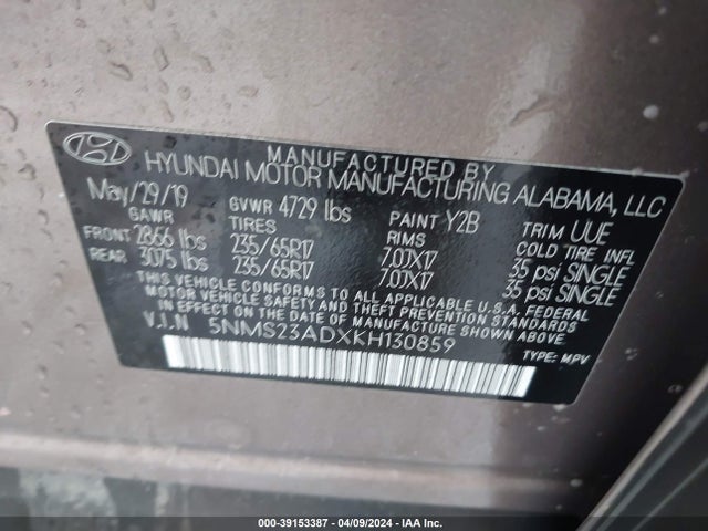 Hyundai Santa Fe Se 2019 5NMS23ADXKH130859 Image 9