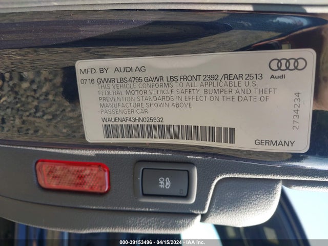 Audi A4 2.0t Premium 2017 WAUENAF43HN025932 Image 9