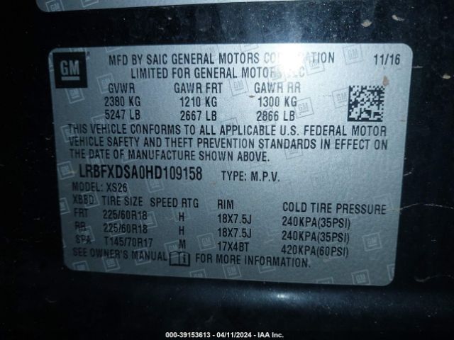LRBFXDSA0HD109158 Buick Envision Essence