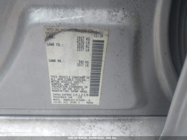 Nissan Altima 2.5 Sr 2017 1N4AL3AP8HC161219 Image 9