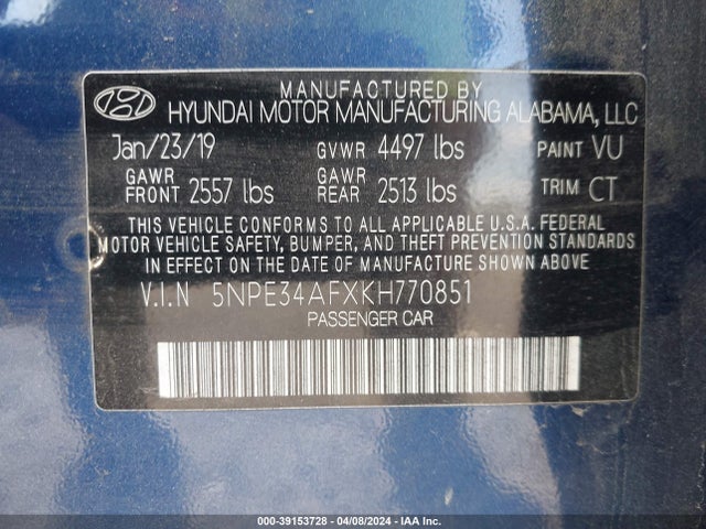 Hyundai Sonata Sport 2019 5NPE34AFXKH770851 Image 9